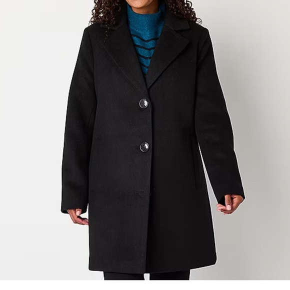 NEW Liz Claiborne Womens Midweight Trench Coat SZ XL black